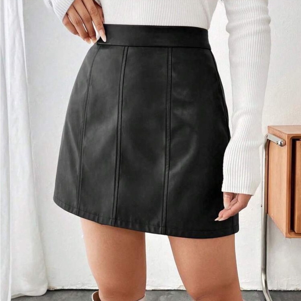 Flirla High Waist PU Leather Skirt Maxi Women Outfit NEW